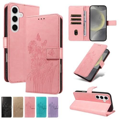 phone case embossed flip cover case for samsung s26 s25 s24 s23 s22 s21 s20fe faux leather wallet style phone case