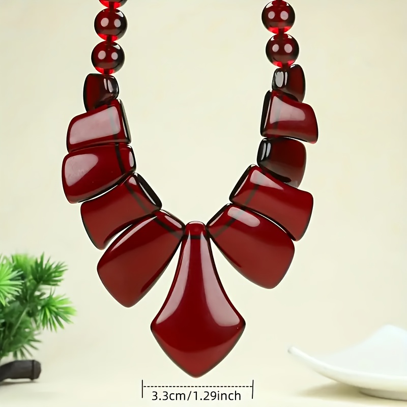 Handmade Baltic Amber Color Flower Necklace, Bohemian Style