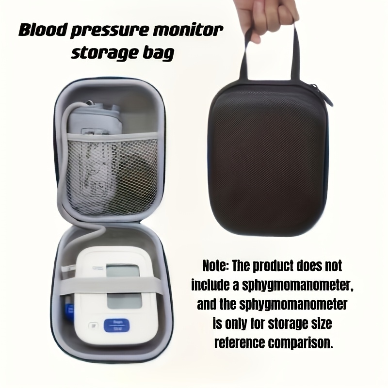 

Black Eva Blood Pressure Monitor Case With Strap - Portable Hard Shell Organizer For Sleeves & , Stylish Women' Accessory, Lightweight With Mesh Pocket