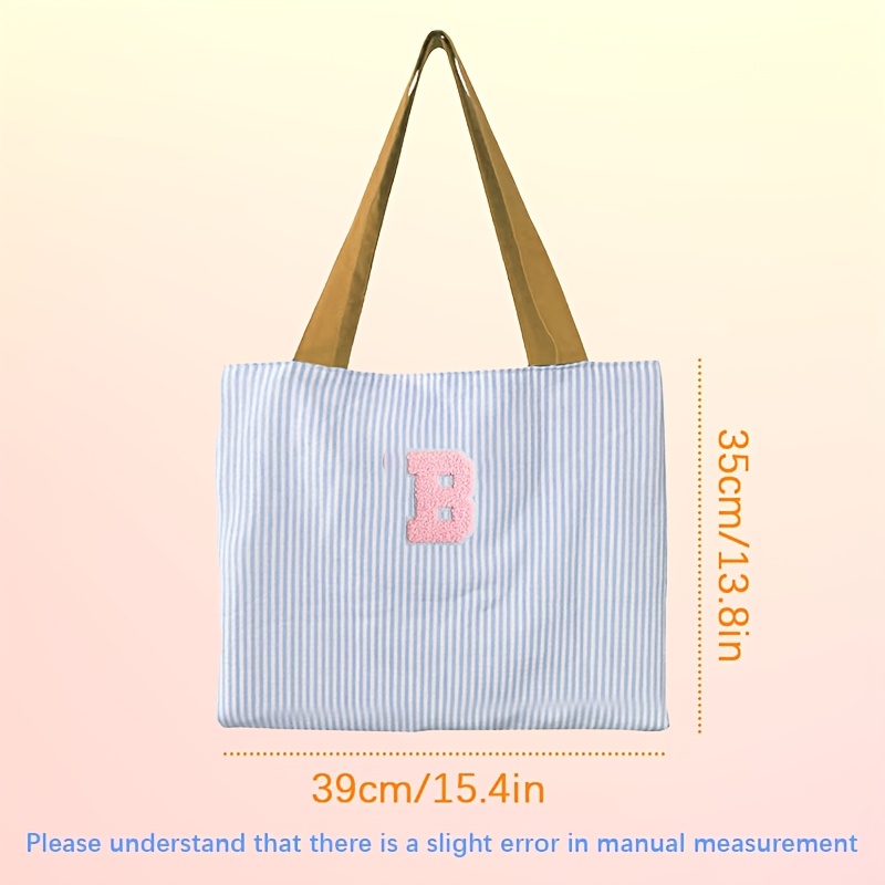 TEMU Bordado Personalizado - Mayúsculas A-Z 26, para Apellido/Combinación//, Técnica de Bordado en Toalla de Dos Colores Disponible, Gasa de a Rayas