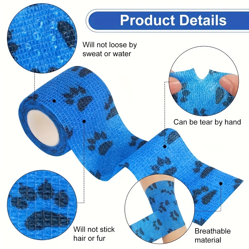 6pcs Mixed Colors Pet Vet Wrap Self Bandage, Non-woven Pet Elastic Bandages, Wrap Tape For Wrist, Ankle Sprains & Swelling
