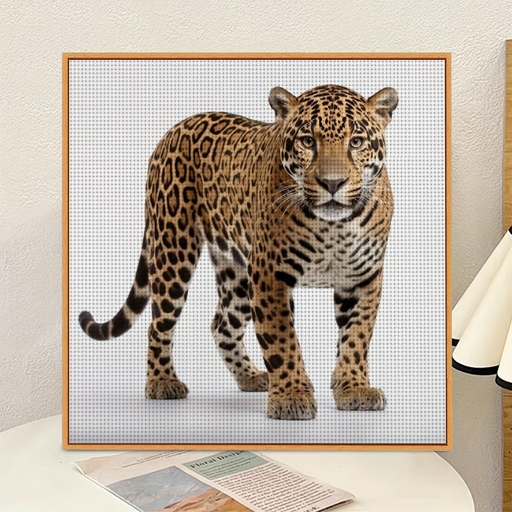 Complete JAGUAR Cross-Stitch Kit, Color-Coded Threads