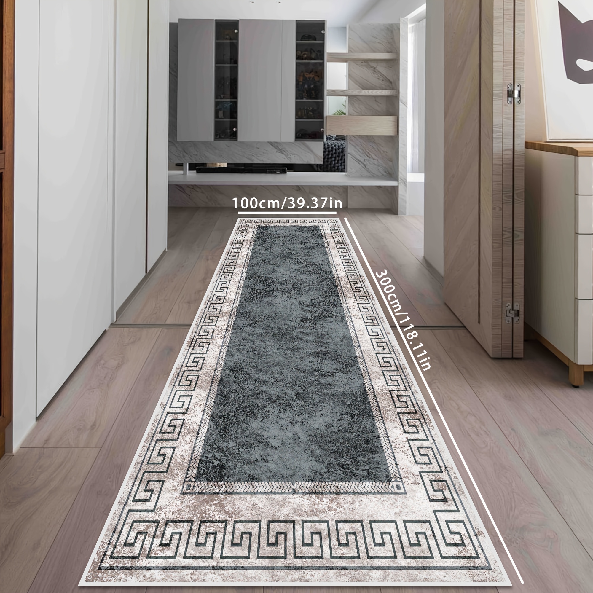 TEMU 1pc Light Luxury Minimalist Hallway Runner Rug, Precision- Balcony Entryway Mat, Machine Washable Kitchen Runner Rug, Suitable For Laundry Room