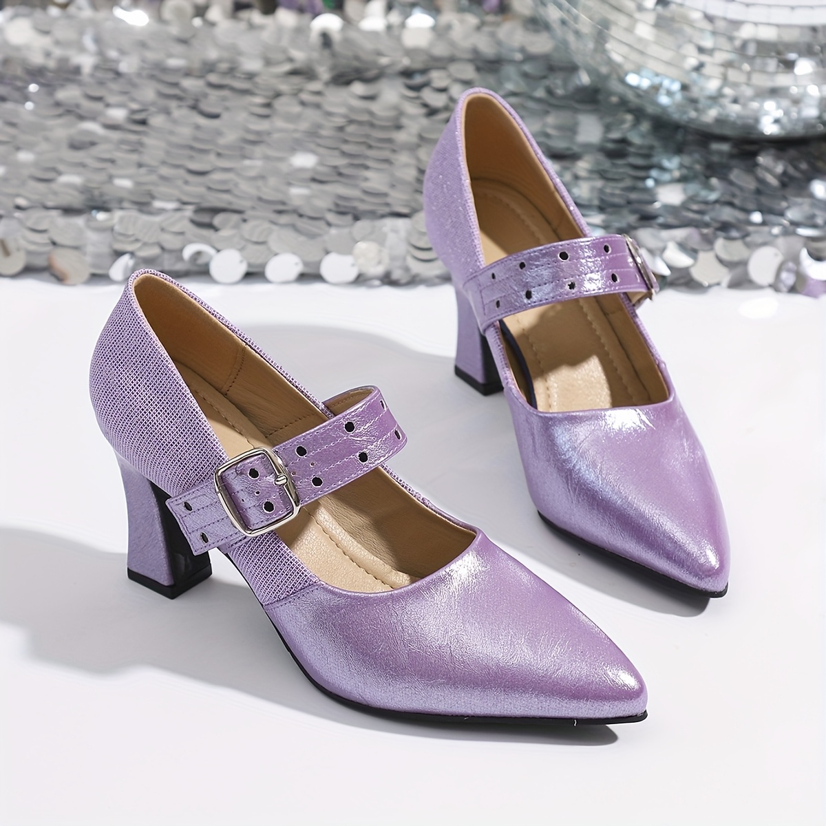 womens high heel shoes pointed toe one strap closure elegant Temu