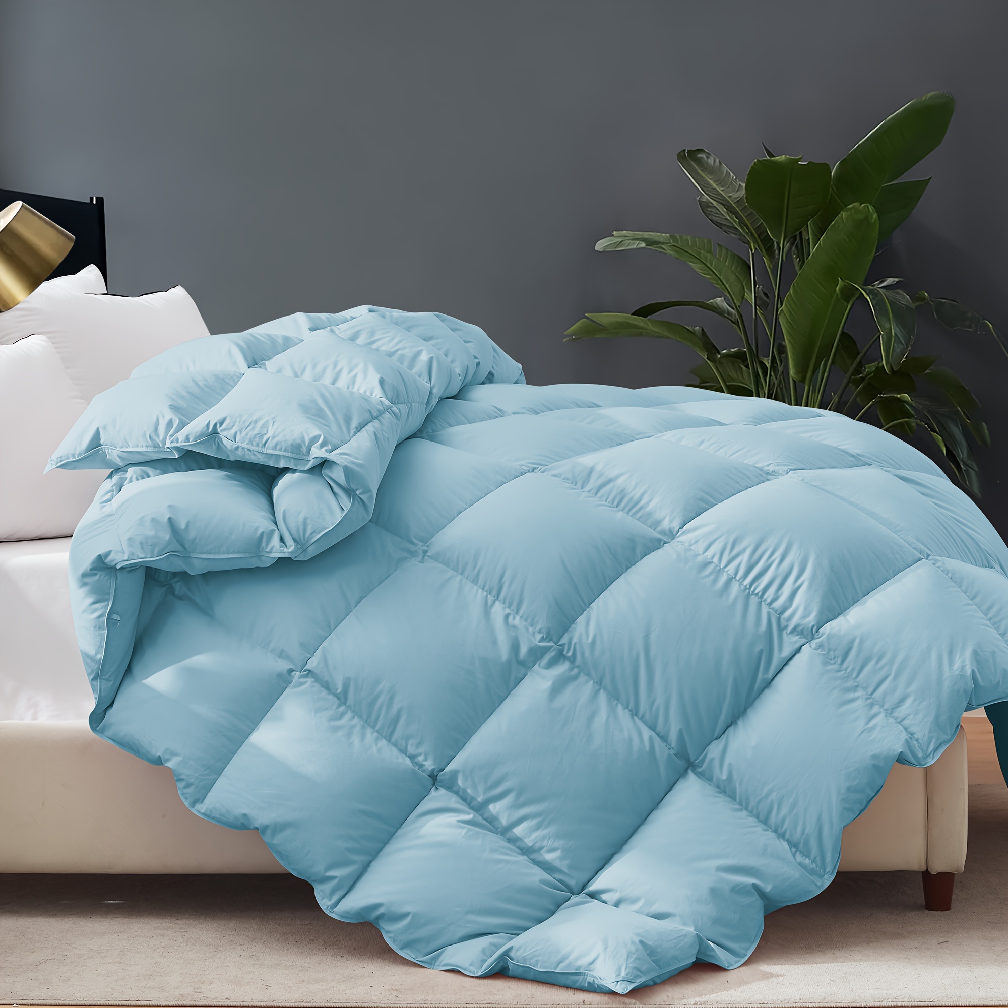 

Cosybay Goose Down Comforter Queen Size, Fluffy Feather Down Duvet Insert Queen, All Season 100% Cotton Cover Luxury Hotel Bed Comforter With Corner Tabs (blue, 90"x90")