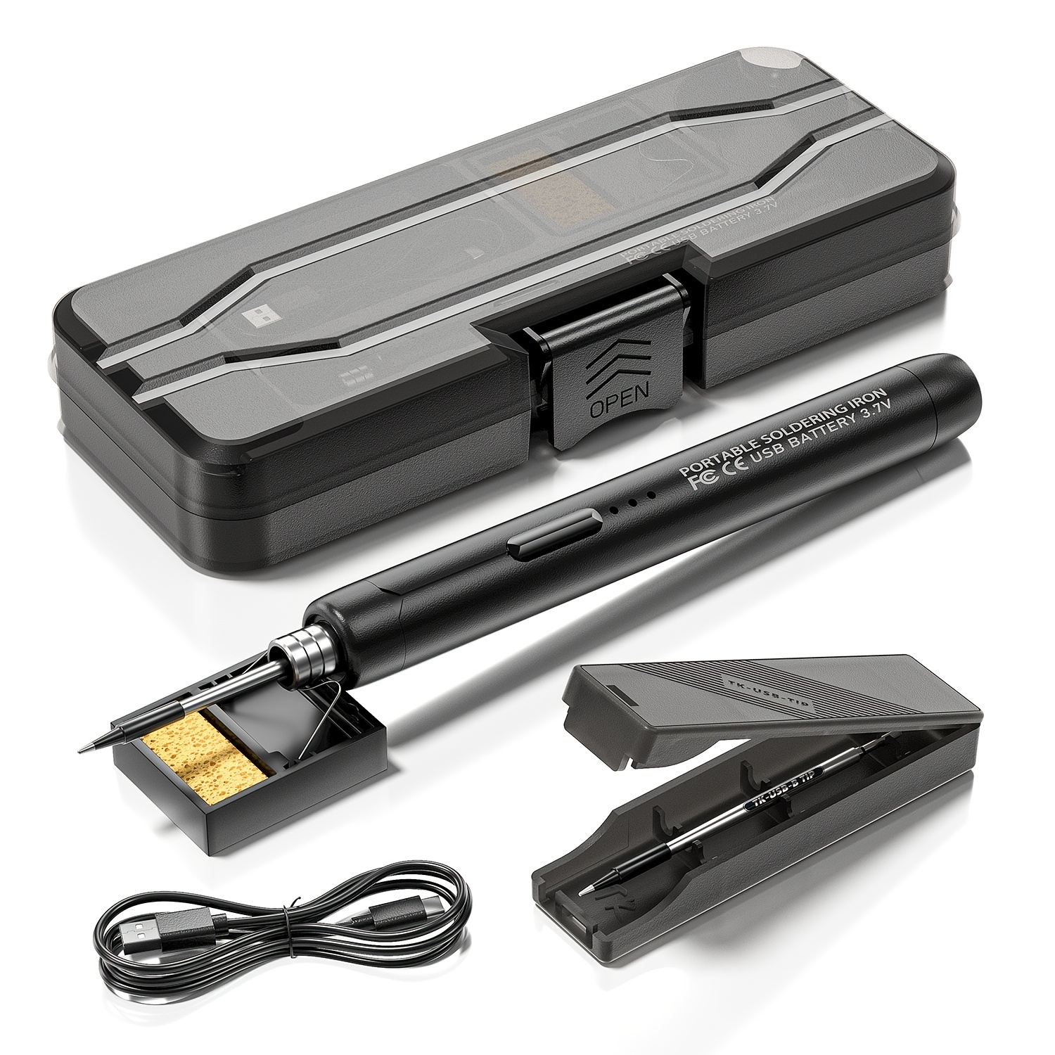 Pistola de Soldar USB Portátil con 3 Ajustes de Temperatura, Soporte y Caja de Almacenamiento - Ideal para Proyectos DIY Eficientes
