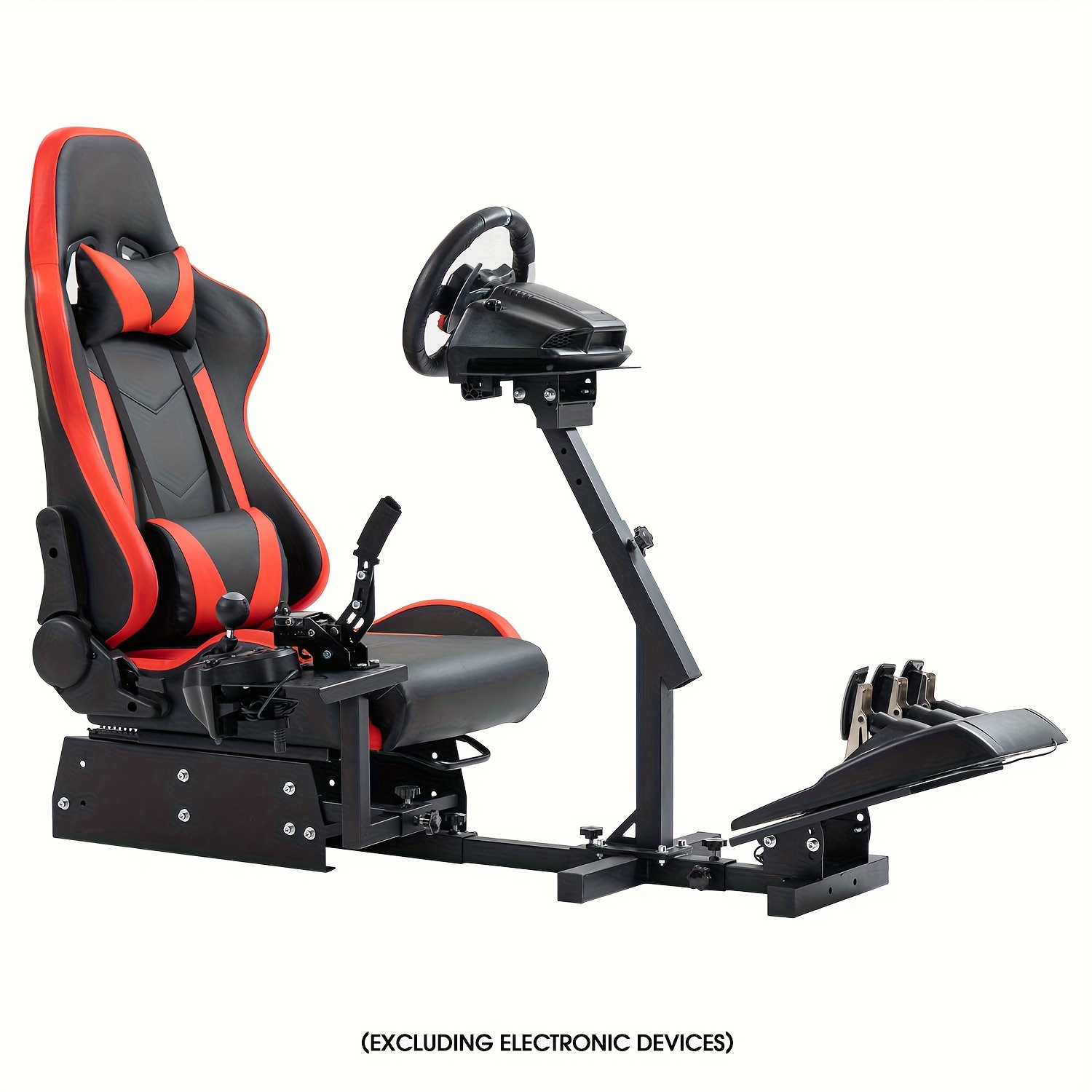 Image of Mokapit Racing Simulator Cockpit Featuring A Red Seat With Adjustable Levels, Compatible With Logitech, , And Models G29, , , T300rs, And Csl-dd. Note That , Wheel, , And Pedals Are Sold Separately