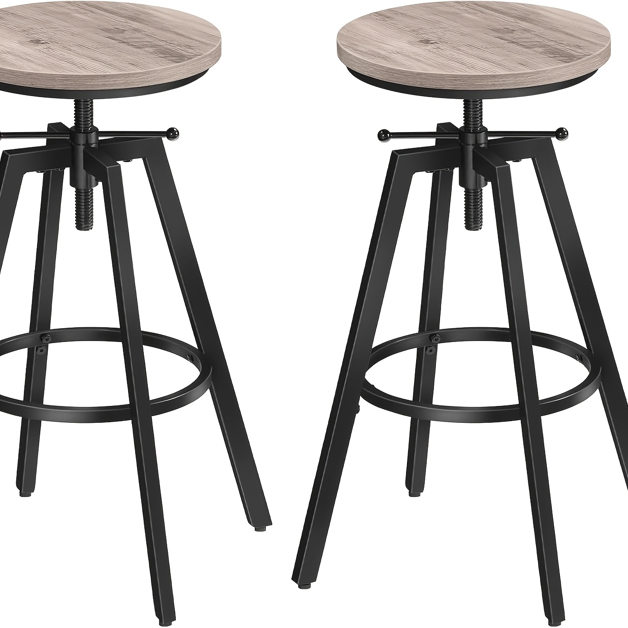 TEMU 2pcs Industrial Round Bar Stools, Adjustable Height Counter Stools, Chairs For Kitchen Island, Living Room, Home Bar Pub, Black Gray Brown