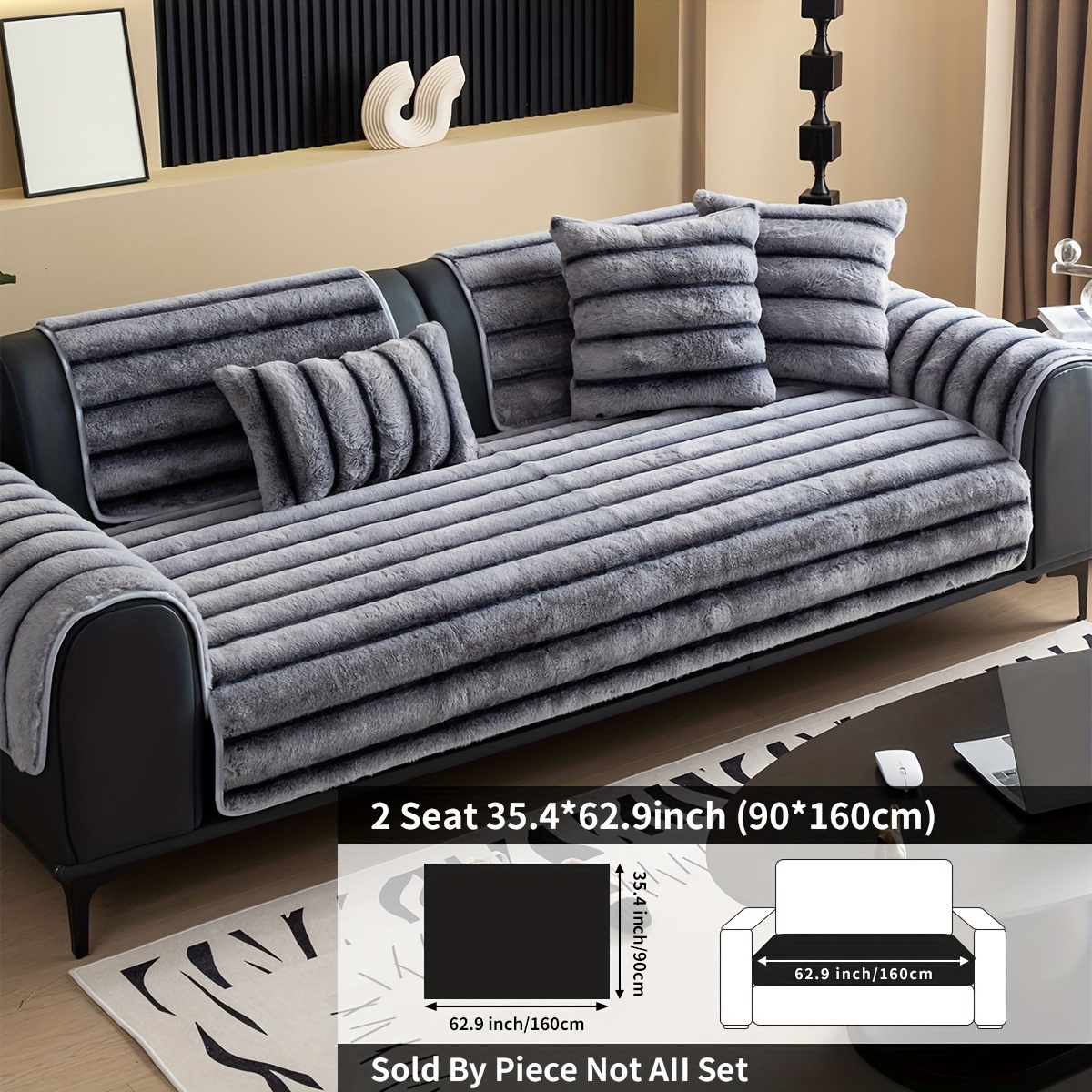 E-shop Plüsch-Sofakissen, warmer dicker Sofabezug, Sofarücken-Handtuch, Möbelschoner für alle , für Schlafzimmer, Büro, Wohnzimmer, Heimdekoration,