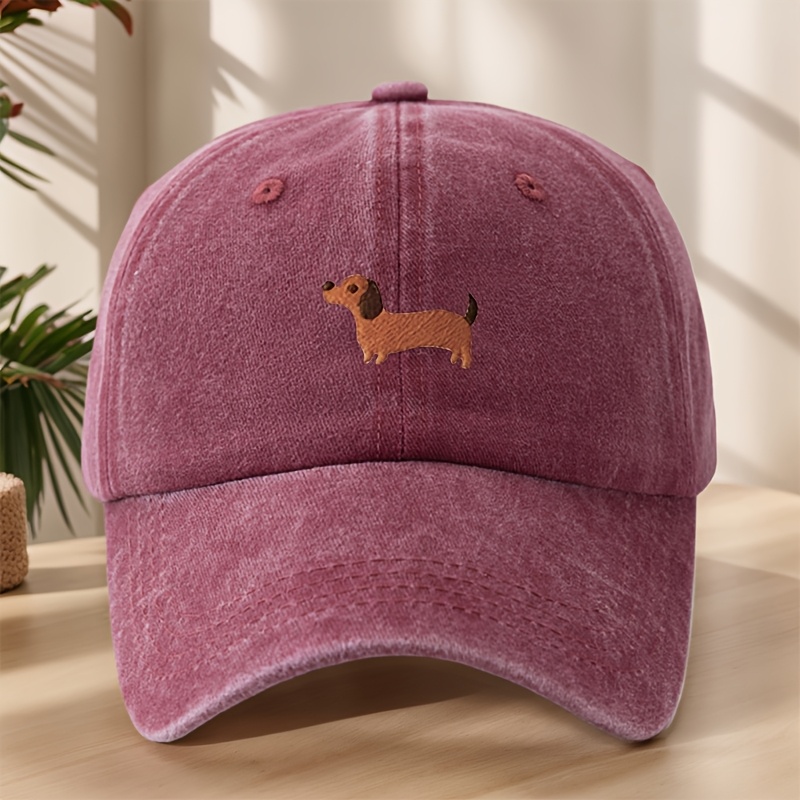 TEMU MAKEFGE Gorra Vintage con Adorno de Dachshund - Gorra y Casual Ideal para Deportes al , y con Diseño de Perro Dachshund, Lavable a /Secado en