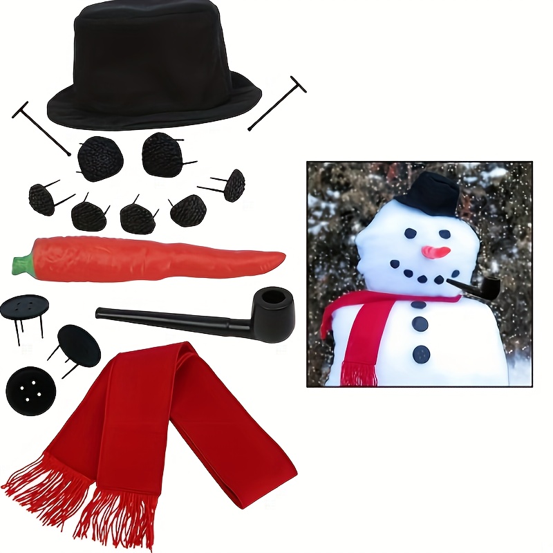 

15pcs Snowman Decoration Set - , Freestanding, No Needed, For Christmas , & Reusable Snowman Building Kit