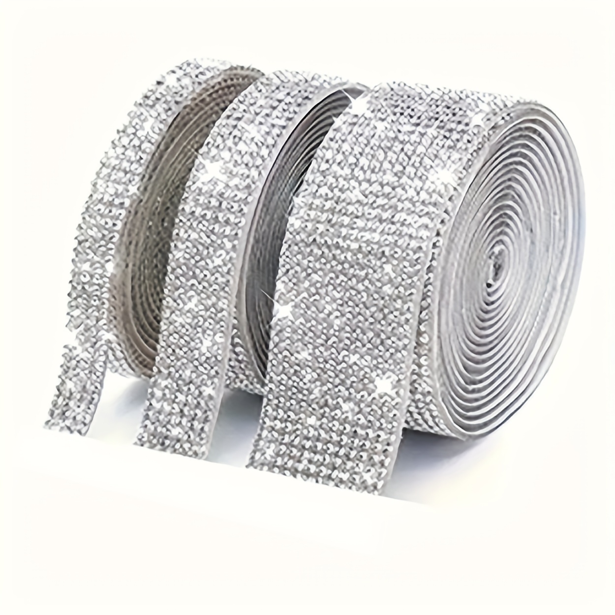 Image of 3 Rolls Of [high-density Self-adhesive Acrylic Diamond Ribbon Strips], Each Roll Is 19.6 Inches Long - Reusable Icy Sparkling Sticker Rolls, For Craft Decorations, Phone And Car Embellishments