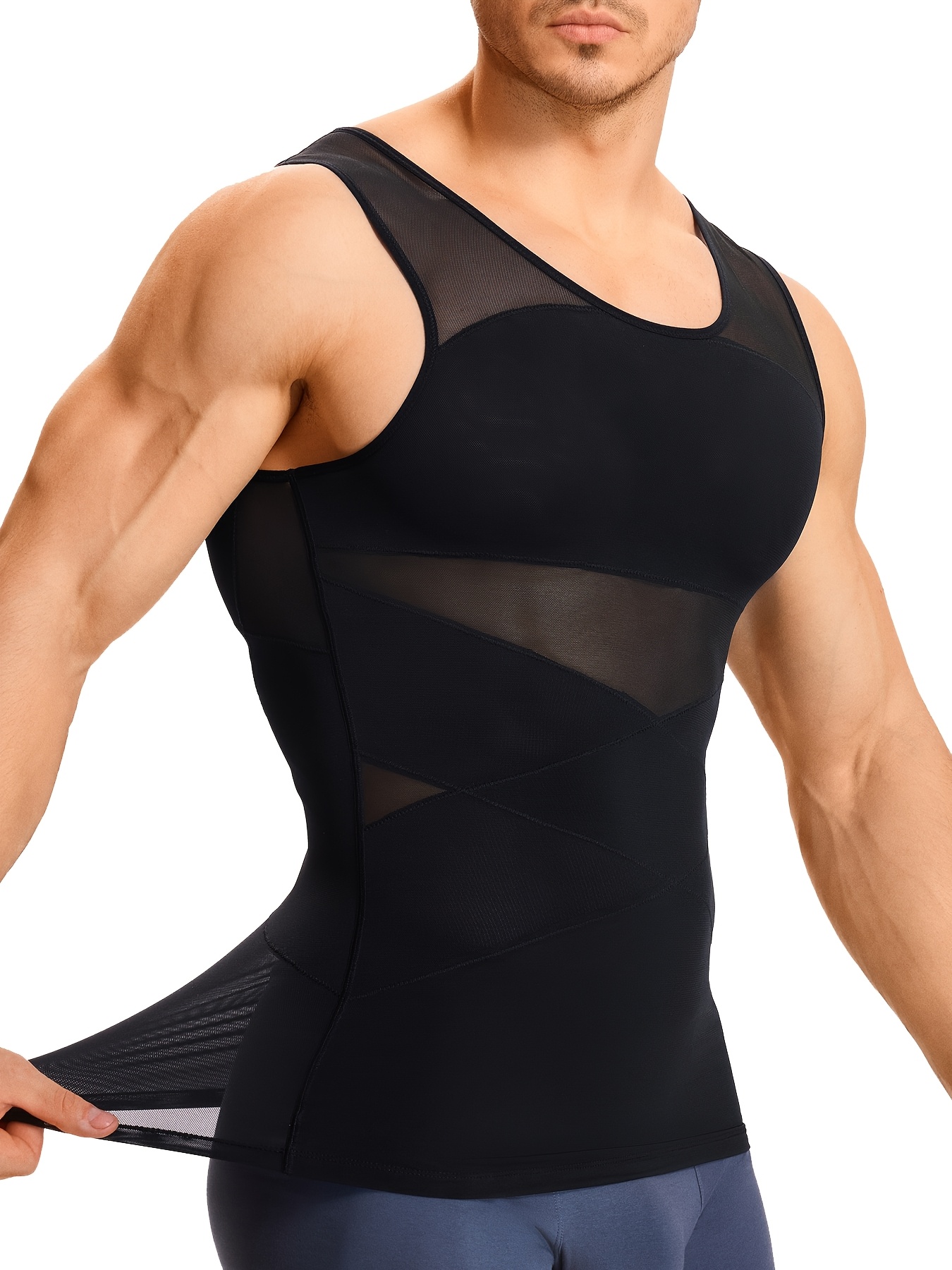 mens sleeveless tank top nylon 88 spandex 12 high - Temu United