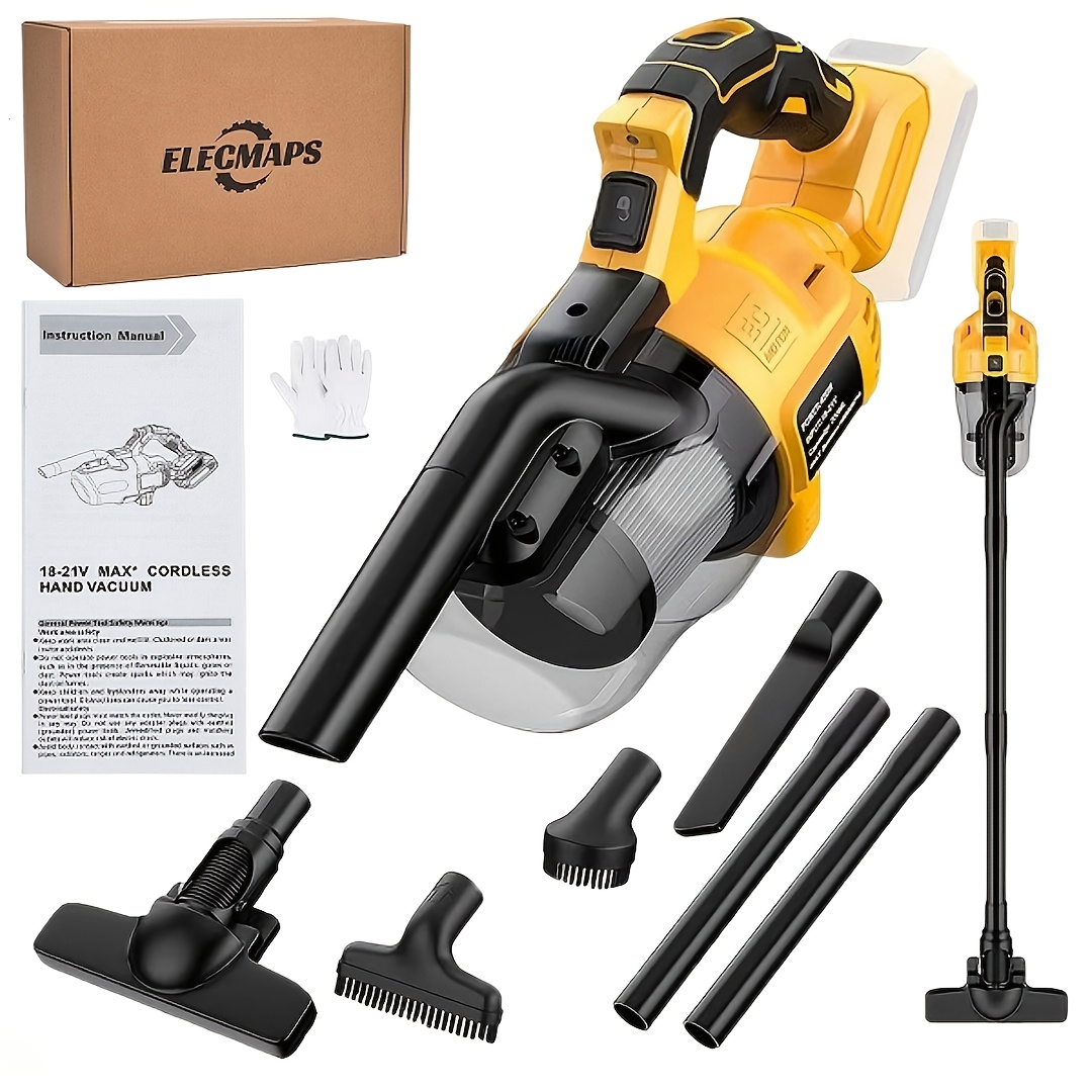 TEMU Cordless Vacuum Cleaner For 20v Batteries. Handheld Design, 500w Powerful Motor, 46cfm Suction, With Hepa Filter System. Ideal For Cleaning Home