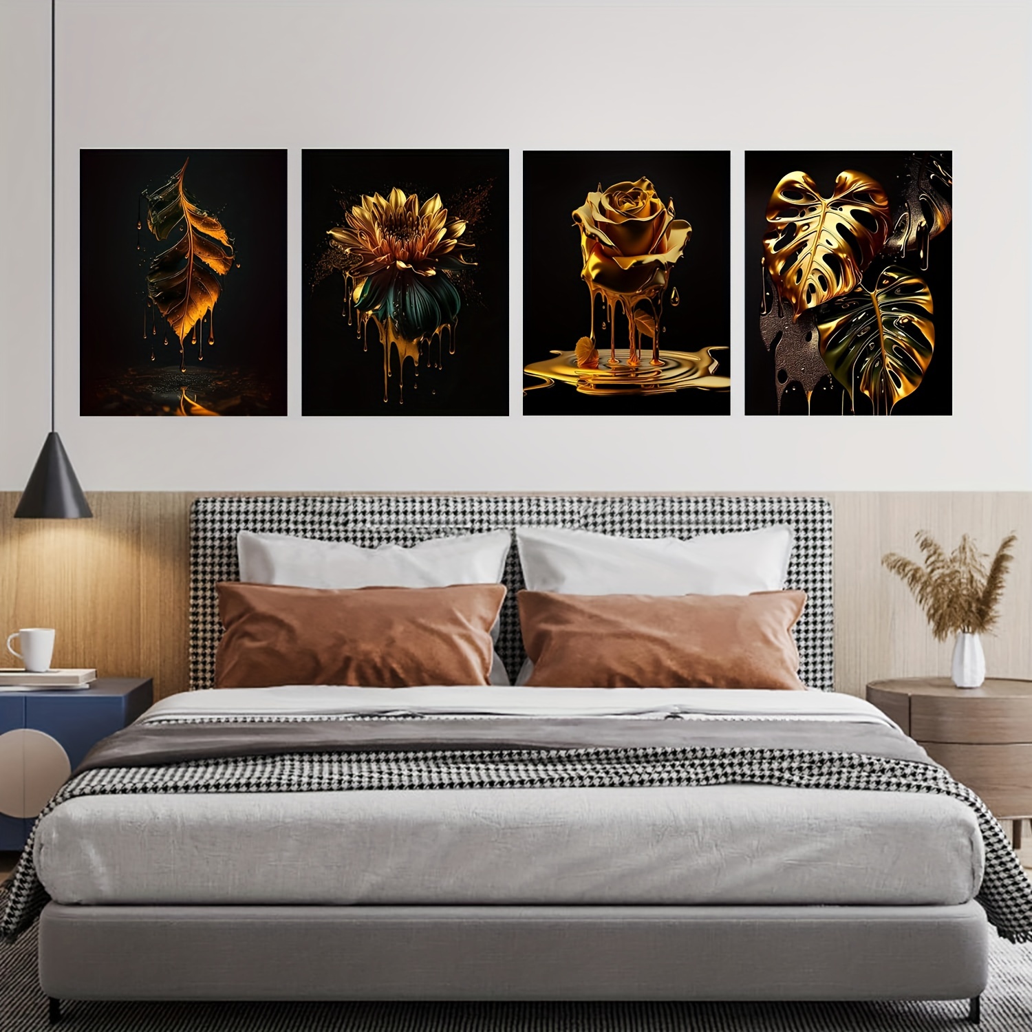  3 piezas para cuadros para dormitorios, diseño moderno y simple  de hojas de Monstera y flores, impresiones artísticas sin marco para  dormitorio, baño, sala de estar, decoración de pared, 20 x