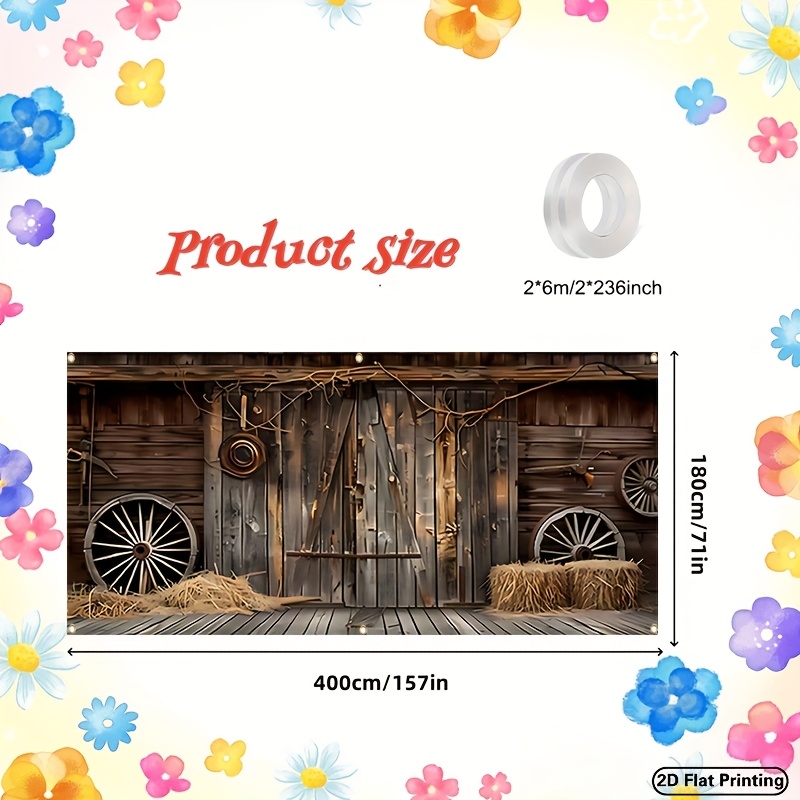 TEMU 1pc 2d Flat Banners With A Rustic Western Cowboy Theme For Garage Doors - Ideal For Garage Doors, Party Occasions, And Home Decor, Easy To Set