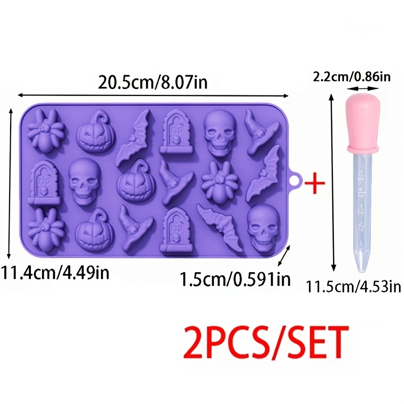 TEMU Set de 2 moules d'Halloween avec compte- - Moules à bougies en silicone à 18 cavités pour chapeau de citrouille et , inclut des moules à plâtre