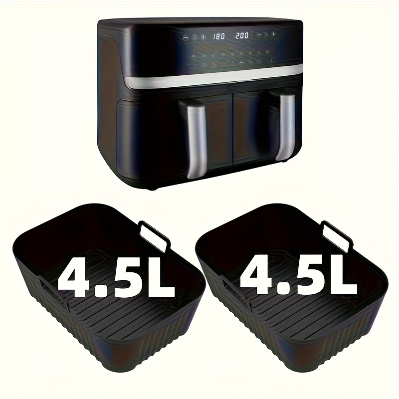 Sartén de Freidora de Aire de Doble Zona Compatible con Hornos y Microondas - Cesta Antiadherente Reutilizable, Fácil de Limpiar, Ajuste para la Mayoría de Freidoras de Aire y Uso Comercial, Compatible con Freidoras de Aire, Hornos, Microondas (Capacidad de 9L) - para cocina - Imagen 9