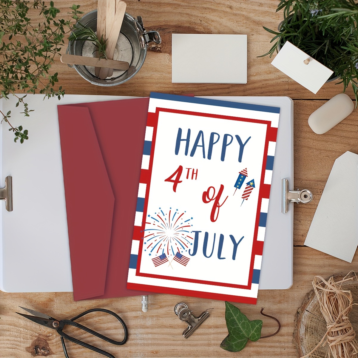 1pc Greeting Cards, 4th Of July Cards With Envelopes American Flag