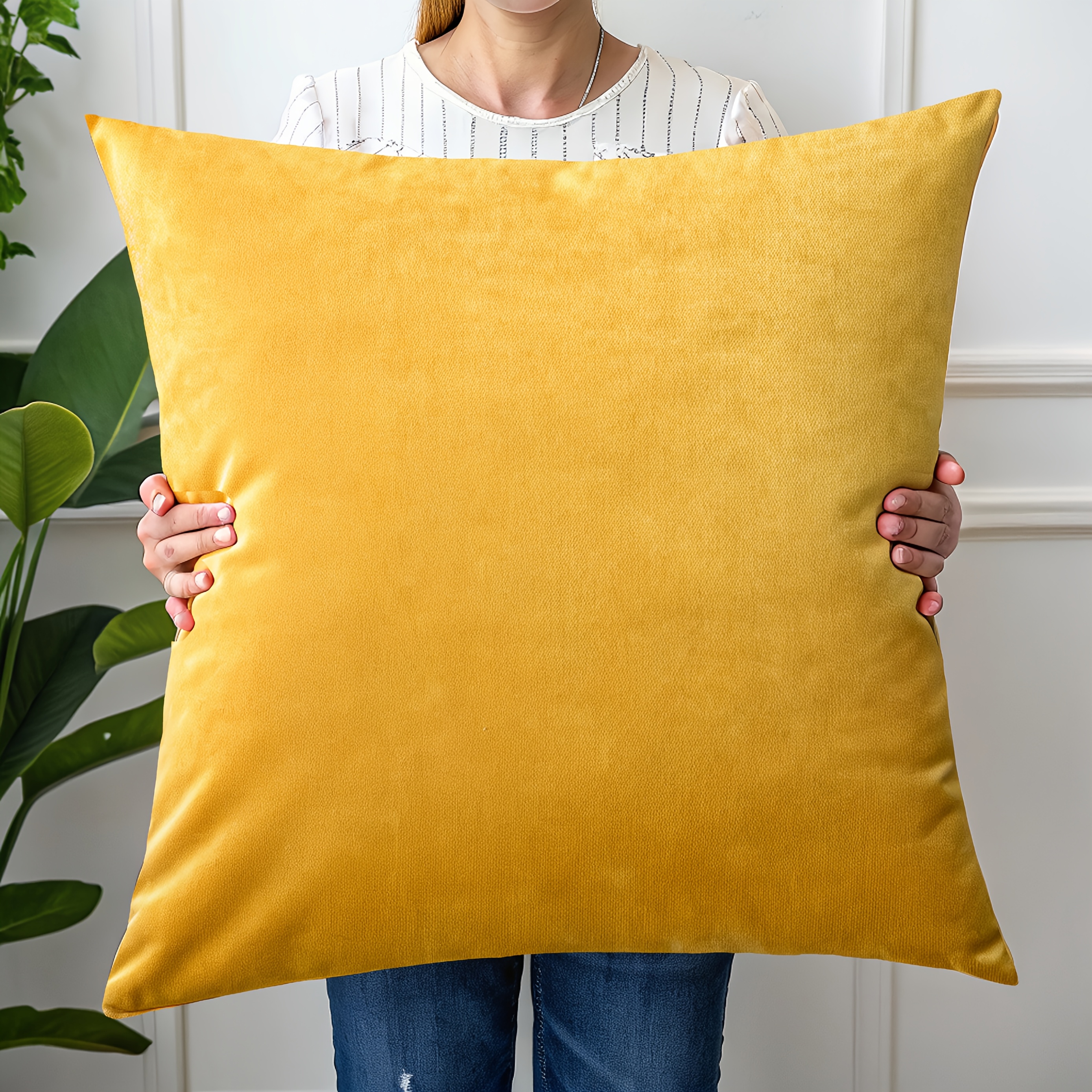 Velvet Pillow Oversized Yellow Throw Pillows 2pcs Yellow Throw