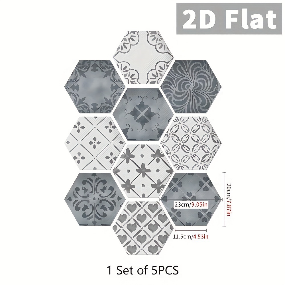 TEMU 5/10pcs - 23Cm X 20Cm Carreaux de sol en vinyle auto-adhésifs, épaissis et auto-adhésifs - Motif géométrique style de style européen, adaptés