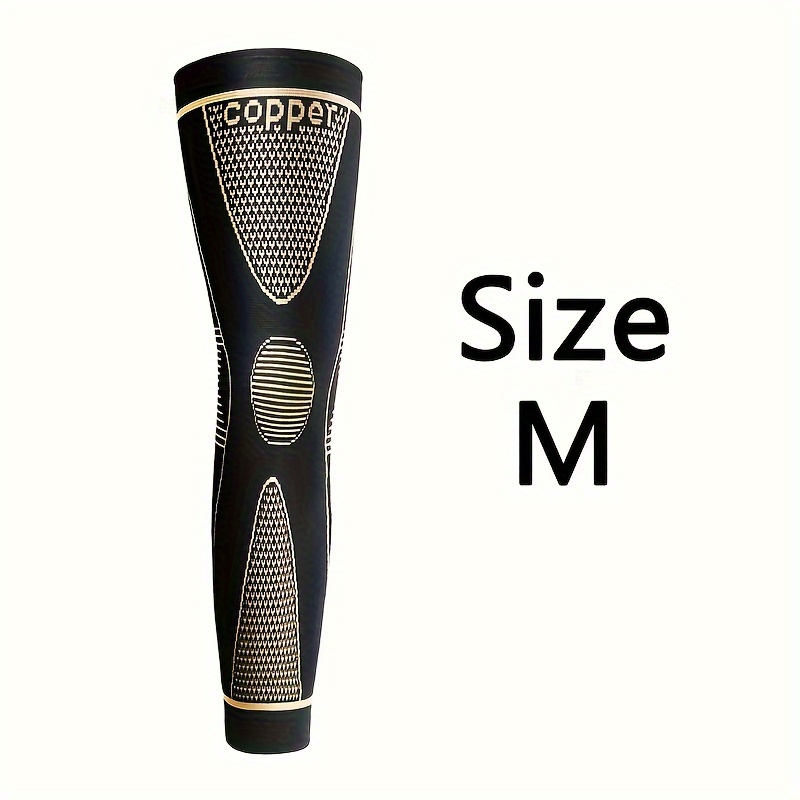 TEMU 1pc Copper Long Compression Sleeve, Knee Support For Men And Women, Suitable For Basketball, Volleyball, , Softball, Baseball, Golf, Running,