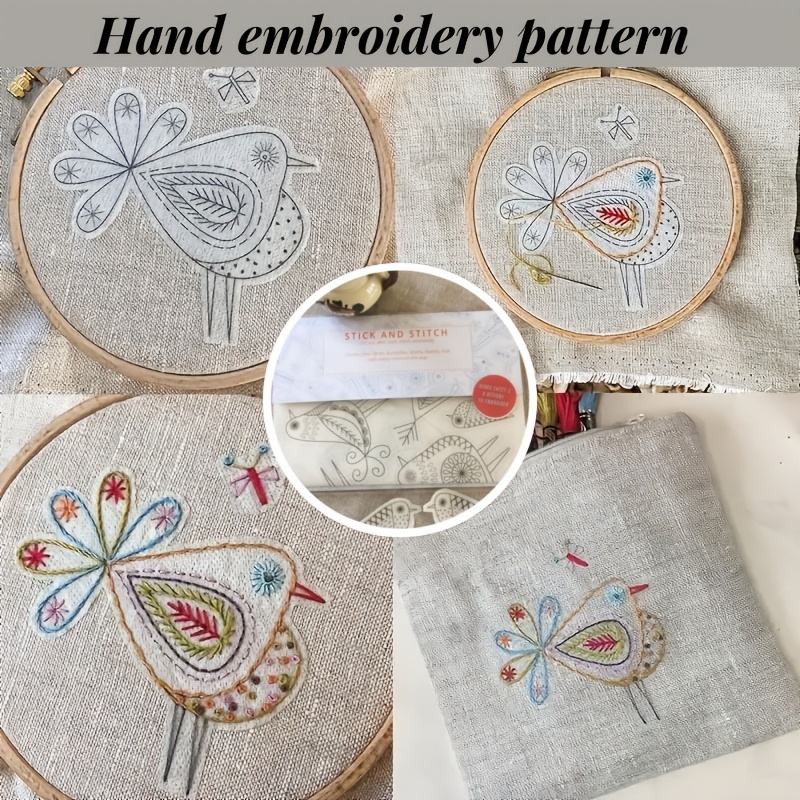 

Beginner-friendly Bird And Floral Embroidery Kit With Water-soluble Transfer Paper, , And Needles - Craft Set For All , Bird Accessories