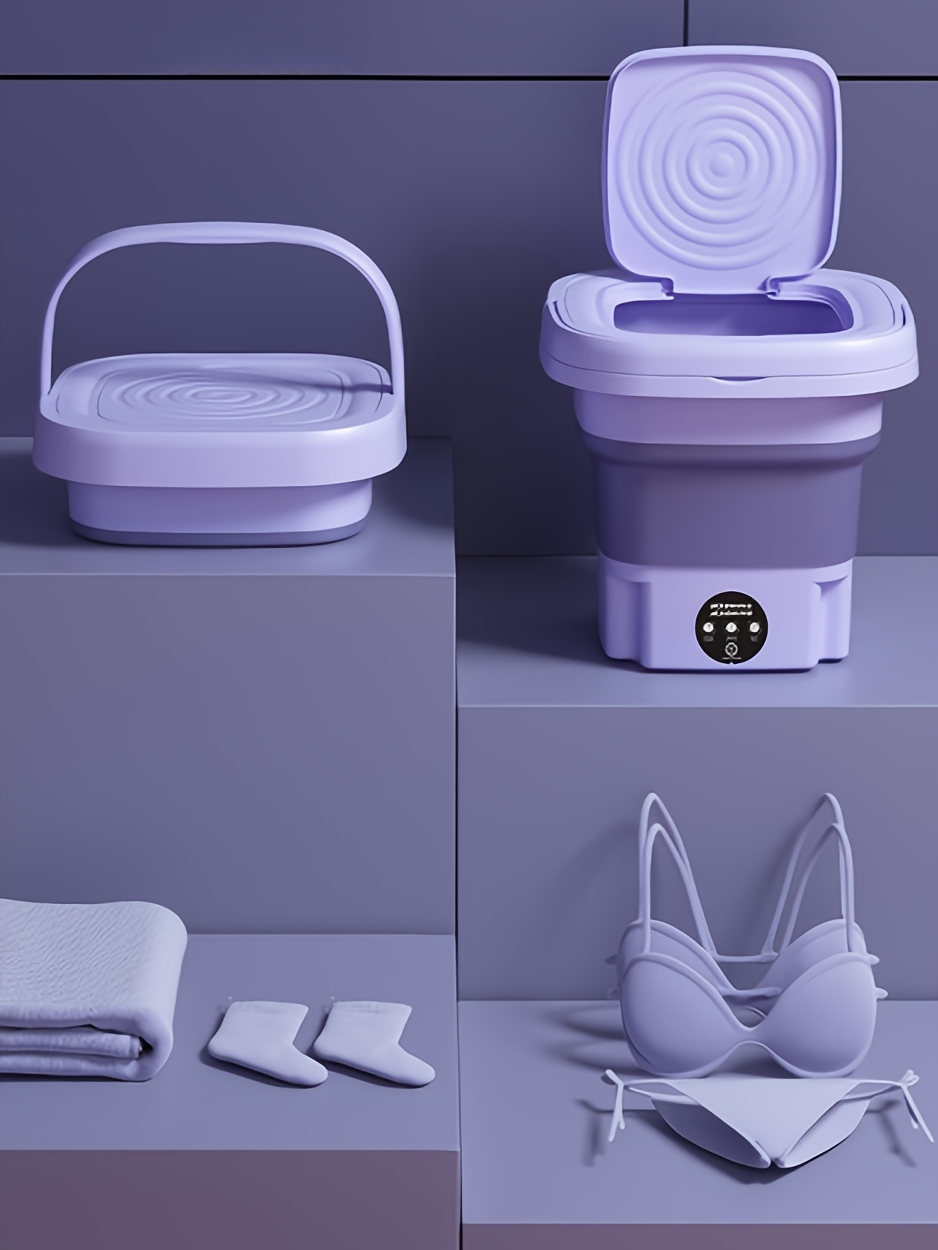 portable foldable mini washing machine 8l high capacity with 3 deep cleaning half automatic washt dry for rv travel camping details 2