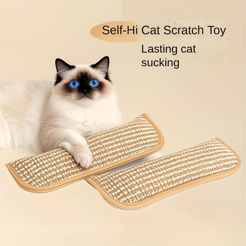 Image of Sisal Cat Scratching Pad, Durable And Shed-free With Built-in Grass, 4-season Claw Sharpener Toy For Cats, Teaser Stick Replacement & Self-entertainment Mat