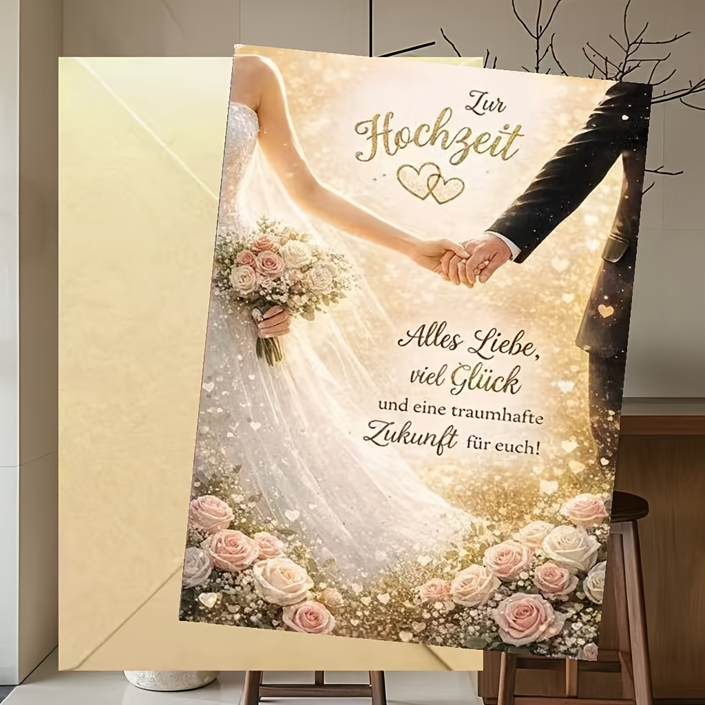 German Wedding Greeting Card, Elegant Wedding Card For , Family, Or Coworkers To Love And On Their