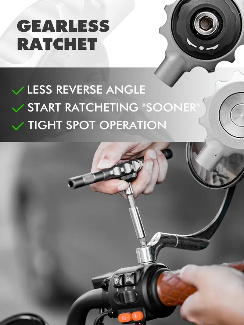 64in 1 gearless ratchet screwdriver bit set flat handle for narrow space magnetic assembly 1 4 inch bit set 27 crv nut drivers 16 4mm bit set 8 suitable for repairing mobile phones computers cameras home appliances furniture bicycles etc Product details 4