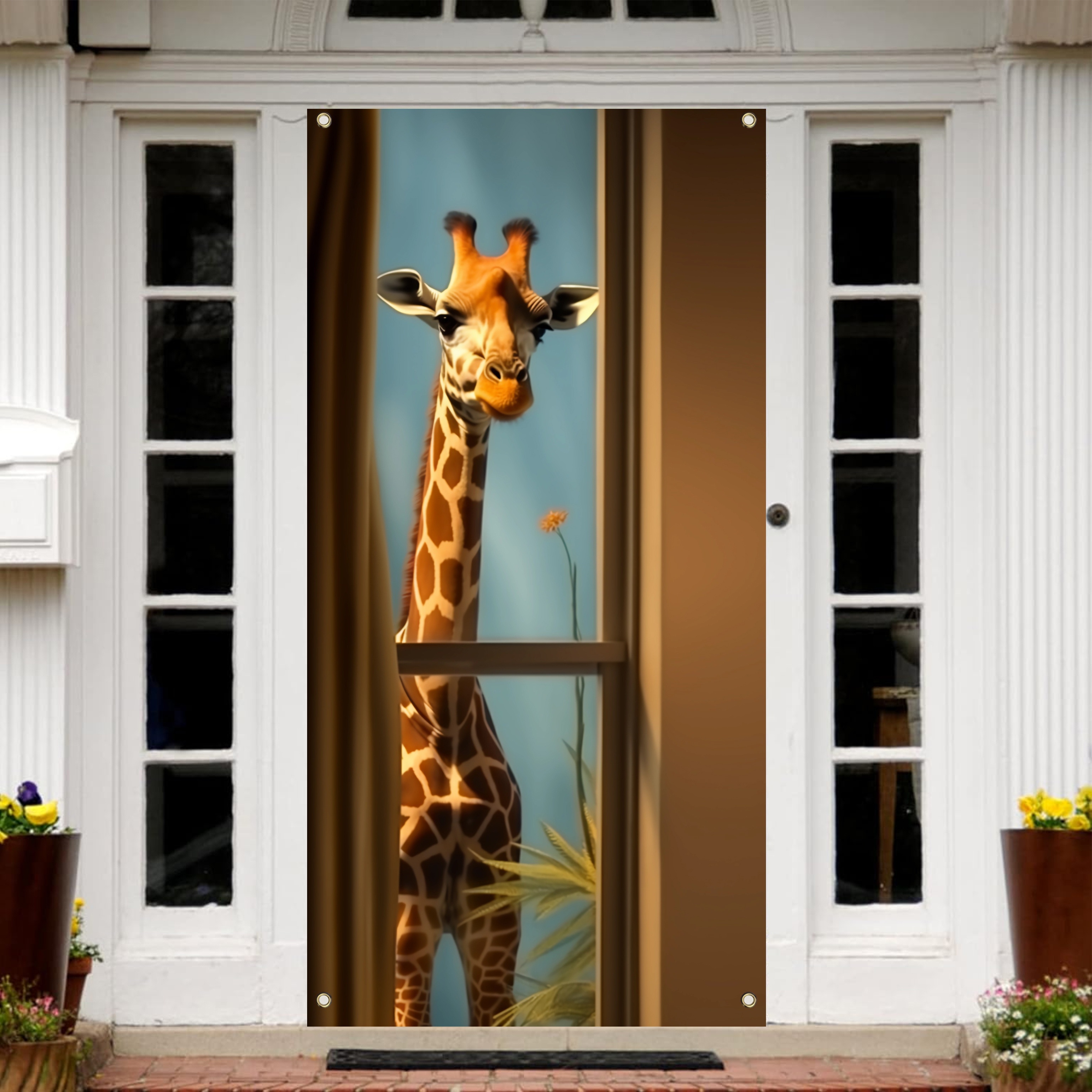 

1pc 70x35 Inch Giraffe Happy Birthday Door Cover For Boys Girls Birthday Party Decoration Supplies Giraffe Birthday Door Banner, Giraffe Birthday Door Backdrop Decoration