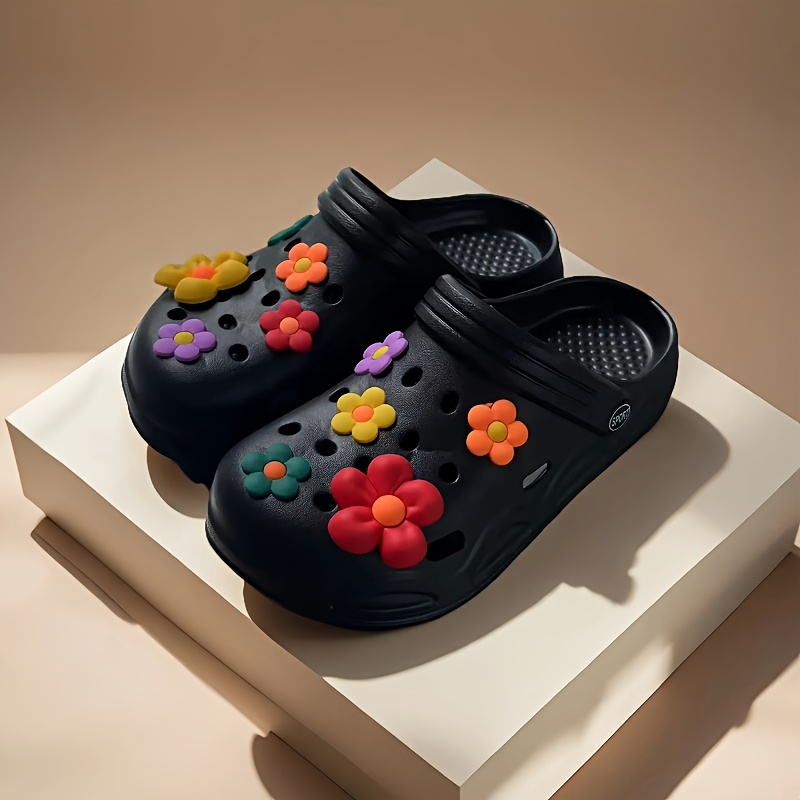 Image of Cute Eva Hole Shoes For Women - Breathable Summer Beach Sandals With Sweet , With Flower Accessories, Fun For Outdoor Wearing, , Women Shoes