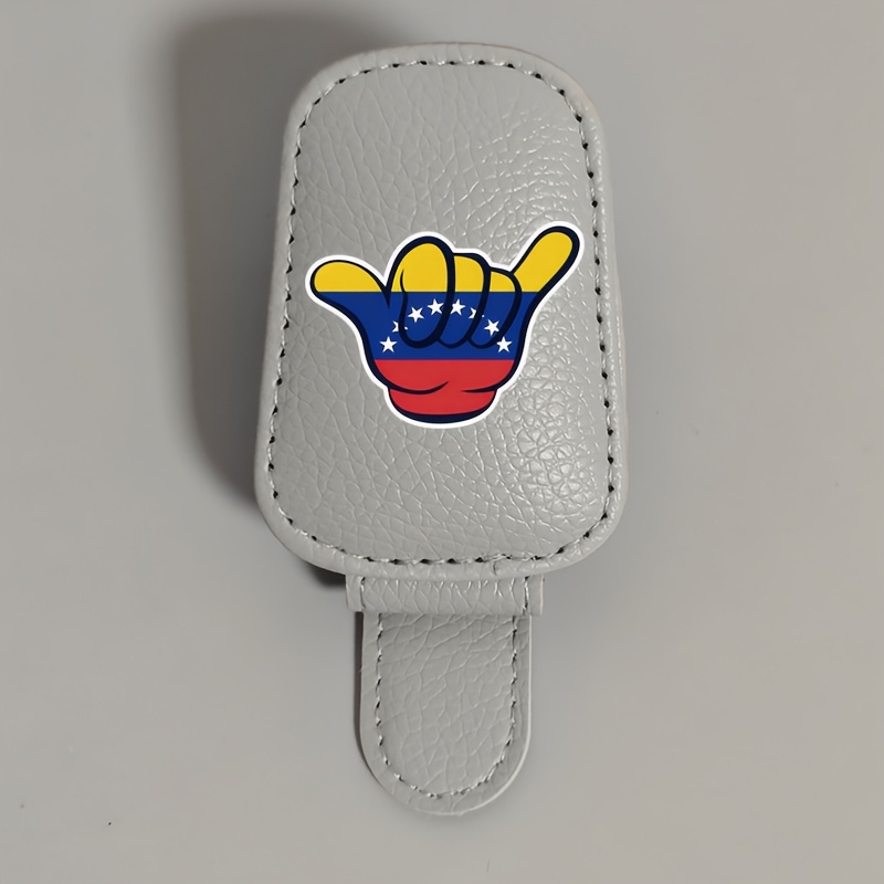 TEMU Gafas de sol multicolores para coche con diseño de venezolana, clip para colgar en de las gafas, almacenamiento seguro y elegante para gafas de