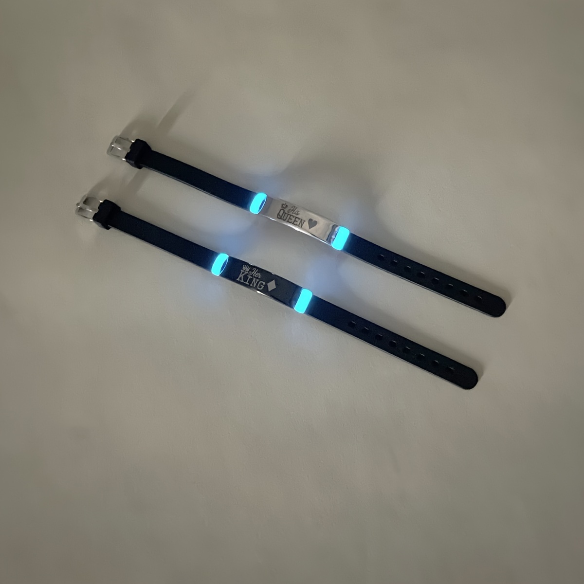 2pcs Luminous Square Couple Bracelets, Heart Crown Pattern