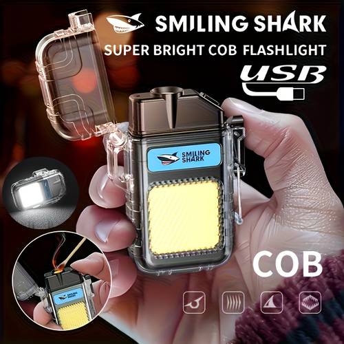 1pc USB-C Rechargeable Flashlight & Plasma Lighter Combo - Windproof COB LED Torch with USB Cable, 3-in-1 Flashlight, Strobe & ,, Long-Lasting, Compact & Portable, Ideal Gift for Camping, Emergencies, Birthdays, Father s Day (USB-C Charging, No Butane/Gas Required), Flashlight