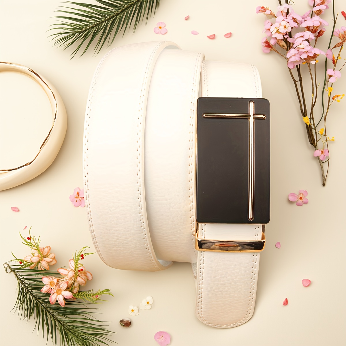 Men's Automatic Buckle Belt with PU Leather