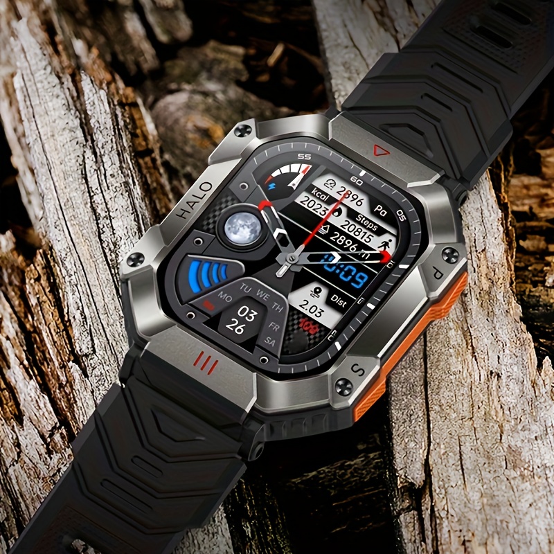 Reloj inteligente militar para hombre, reloj inteligente HD de 1.7  pulgadas, compatible con Android y iPhone, reloj deportivo táctico al aire  libre