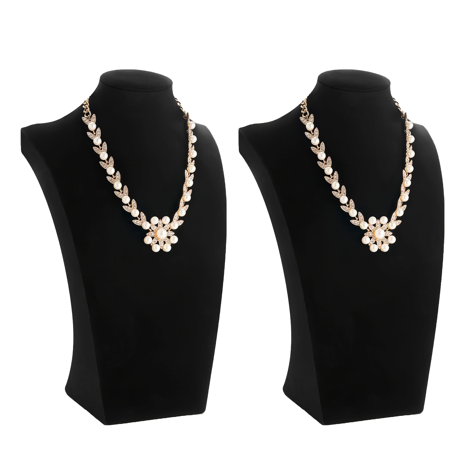 Image of 2pcs Velvet Necklace Display Stands, Jewelry Bust Showcase Holders For Pendants, Necklaces & Retail Counter Display, Jewelry Towers
