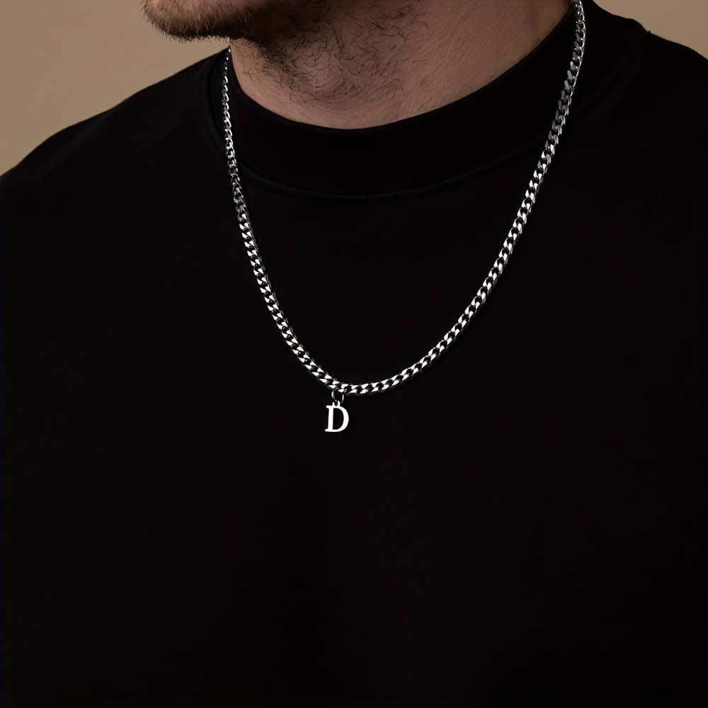 TEMU Personalized Men's Exquisite Initial Necklace, 18k Gold Plated, Customizable English Initial, Bohemian Style, Perfect Gift For Him, Birthday