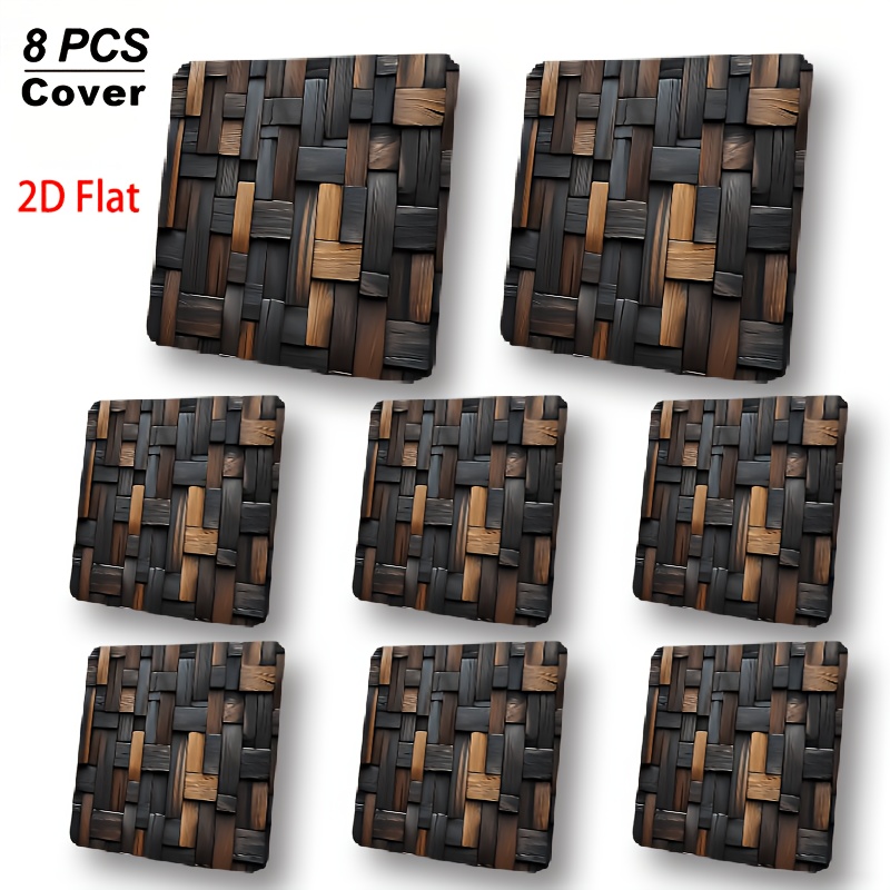 TEMU Spring Summer Outdoor Sofa Cushion Covers, Wood Grain Texture Pattern, Elastic Sofa Cushion Covers, Combination Sofa Covers, 2d Flat, Outdoor