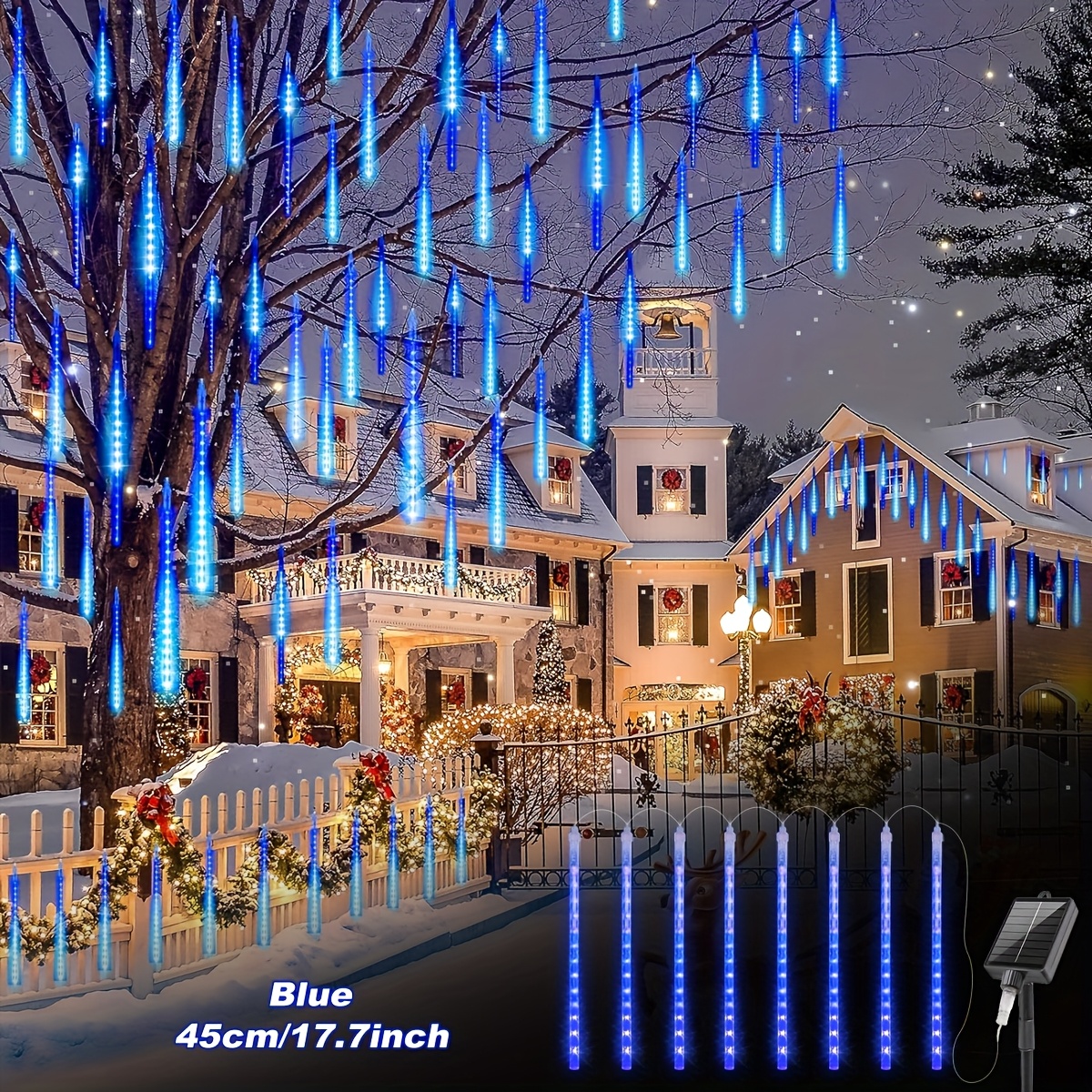1 lot de guirlandes lumineuses décoratives Pluie de météores solaires – Image 17