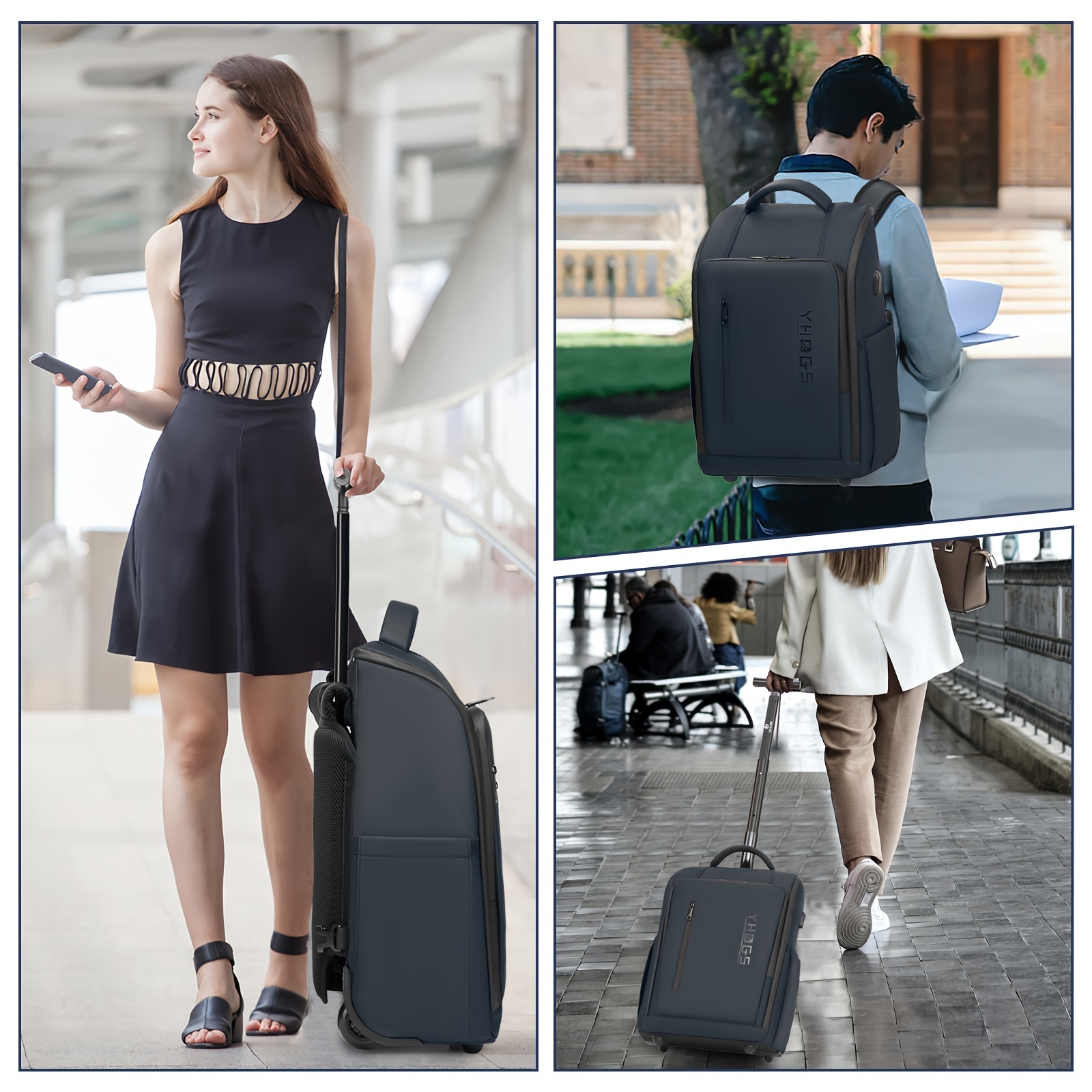* 18-Inch Laptop Backpack for Men - Dark Blue, Large Capacity, Carry-On  Size with Trolley Sleeve, Durable Nylon & Oxford Fabric * Clean, Zip  Closure, Casual Outing Bag|Modern Backpack|Softshell ...