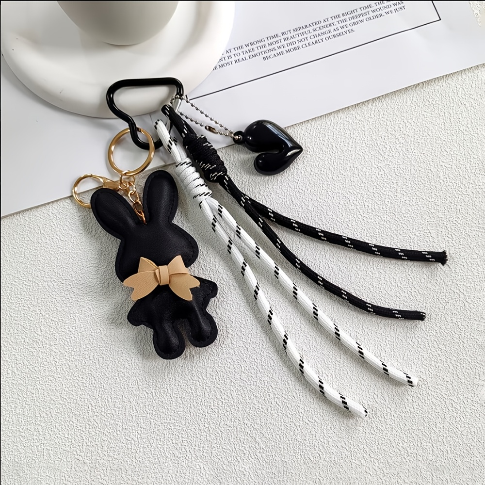 TEMU Nouveau porte-clés lapin, décoration cœur, porte-clés, breloque à suspendre, couleurs , pendentifs pour sac, cadeaux