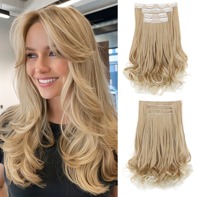 Wavy Clip-on Hair Extensions For Women - Invisible Lace Weft, Soft High-temperature Fiber, Long Brown Wig, Volume And Length, For Everyday Use, Hair Extensions For Women, Secure Clip Attachments