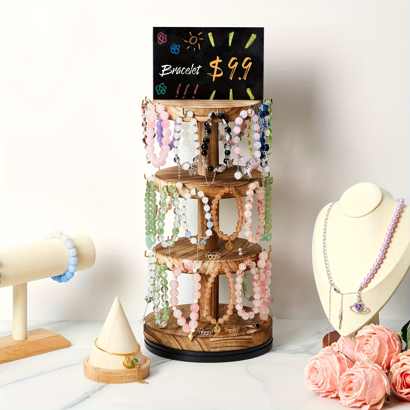 TEMU 360 -tier Rotating Bead Storage Rack, Jewelry Organizer And Storage Desktop Jewelry Hanger, Suitable For Storing And Displaying Necklaces, S,