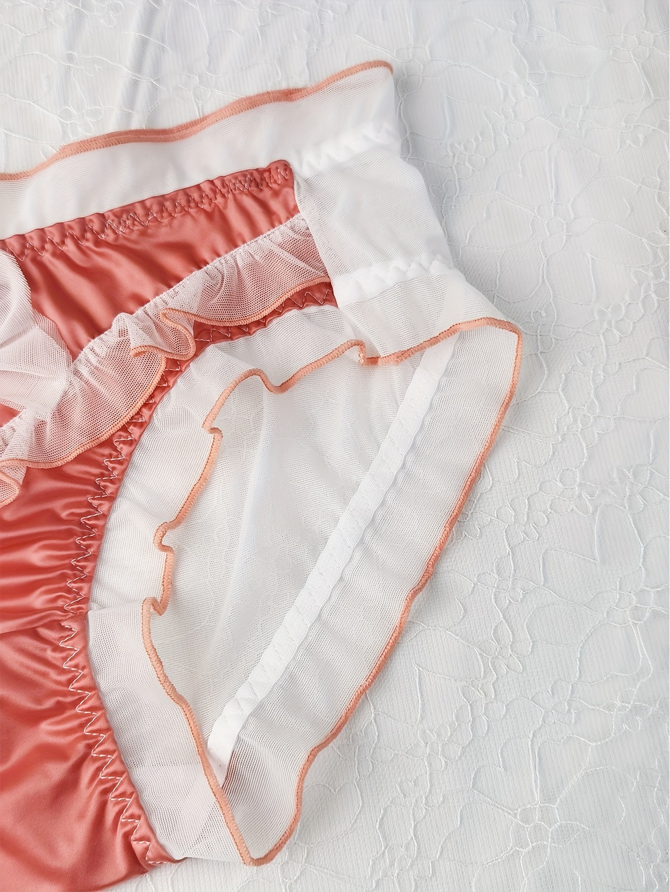 3pcs Lettuce Trim Briefs, Comfy & Breathable Stretchy Intimates Panties,  Women's Lingerie & Underwear