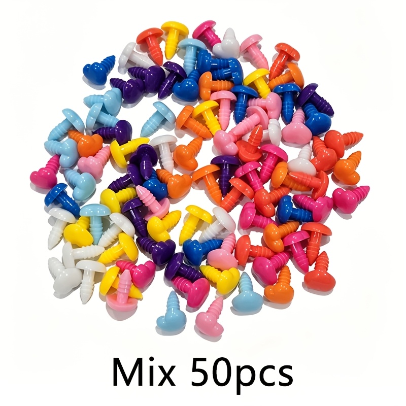 TEMU 50pcs de seguridad de con arandelas - de plástico surtidos para proyectos de Amigurumi, crochet y animales de peluche