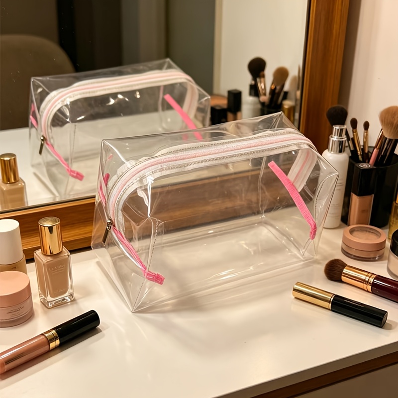 TEMU 1pc 2026 Transparent Zipper Bag, Large-capacity Pen Case, A Multi-functional Stationery Organizing Bag Suitable For Students, Office Supplies,
