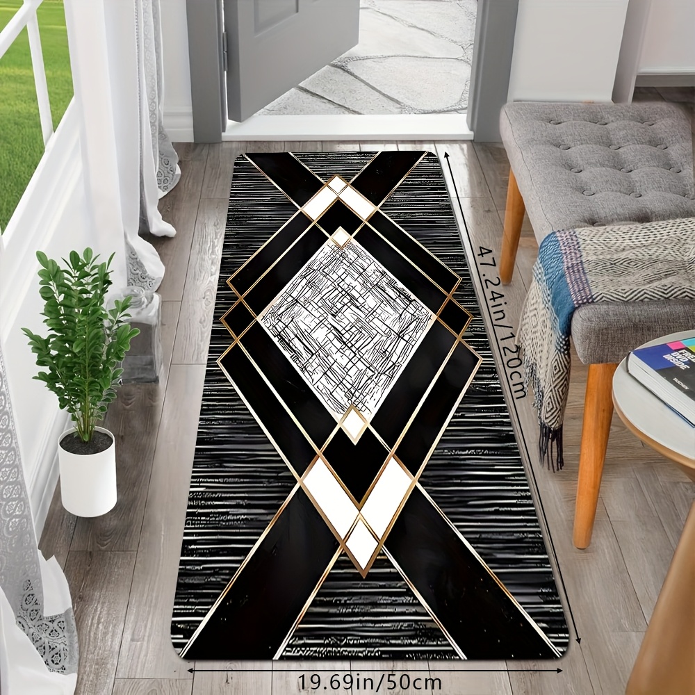 TEMU 1pc, Light Luxury Bohemian Irregular Line Entrance Door Mat, Non-slip, Easy To Clean, Machine Washable, Living Room, Bedroom, Kitchen, Office